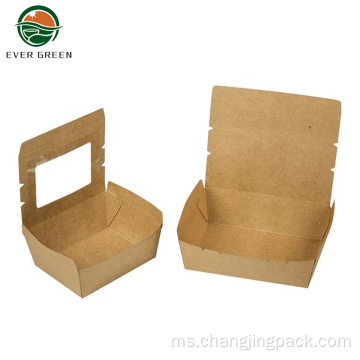 Kotak Pembungkusan Makanan Kraft Kertas Kompostable Eco